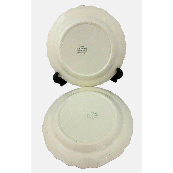 Vintage W.S. George Lido Canarytone Pair of Salad Plates Floral Pattern 7.75" - Picture 2 of 8